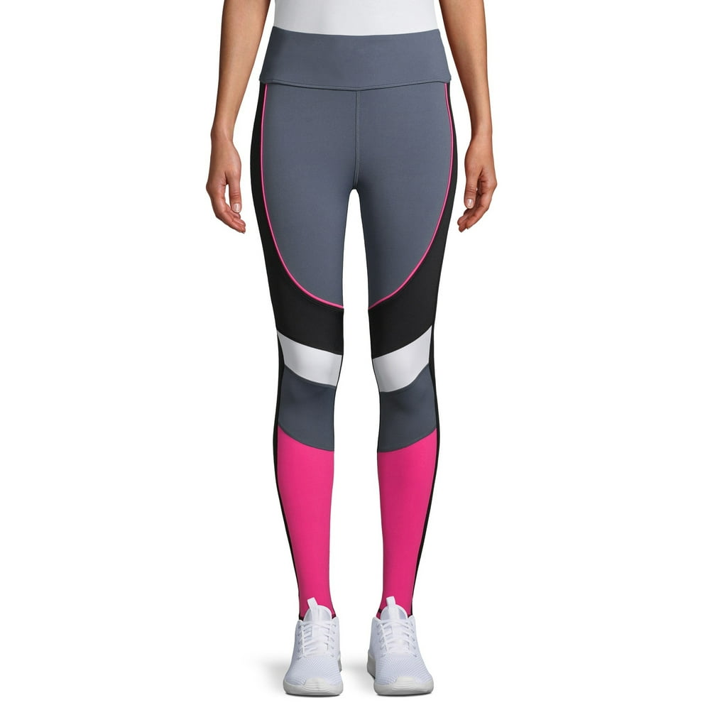 Avia Avia Women's Active Grey and Pink Colorblock Leggings