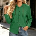 thumbnail image 7 of Zeijnsda Womens Hooded Coats Women's Thin Comfy Loose Hooded Cardigan Solid Color Cotton Linen Daily Outings Hoodies Fashion Button Long Sleeved Shirts, 7 of 7