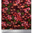 thumbnail image 1 of Soimoi Rayon Crepe Fabric Leaves,Floral & Flamingo Bird Print Fabric by Yard 46 Inch Wide, 1 of 1