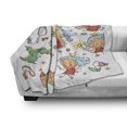 thumbnail image 3 of Fairy Soft Flannel Fleece Blanket, Cartoon Princess Pattern with Magic Wand Dragon Dress Unicorn and Crown Little Child, Cozy Plush for Indoor and Outdoor Use, 50" x 70", Multicolor, by Ambesonne, 3 of 6