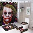 thumbnail image 1 of Juego de 4 cortinas de ducha Joker con alfombrillas antideslizantes, tapa de inodoro y alfombrilla de baño, cortina de ducha impermeable con decoración de dibujos animados para baño con 12 ganchos,, 1 of 8