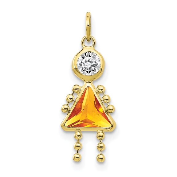 10K Yellow Gold November Girl Birthstone Charm