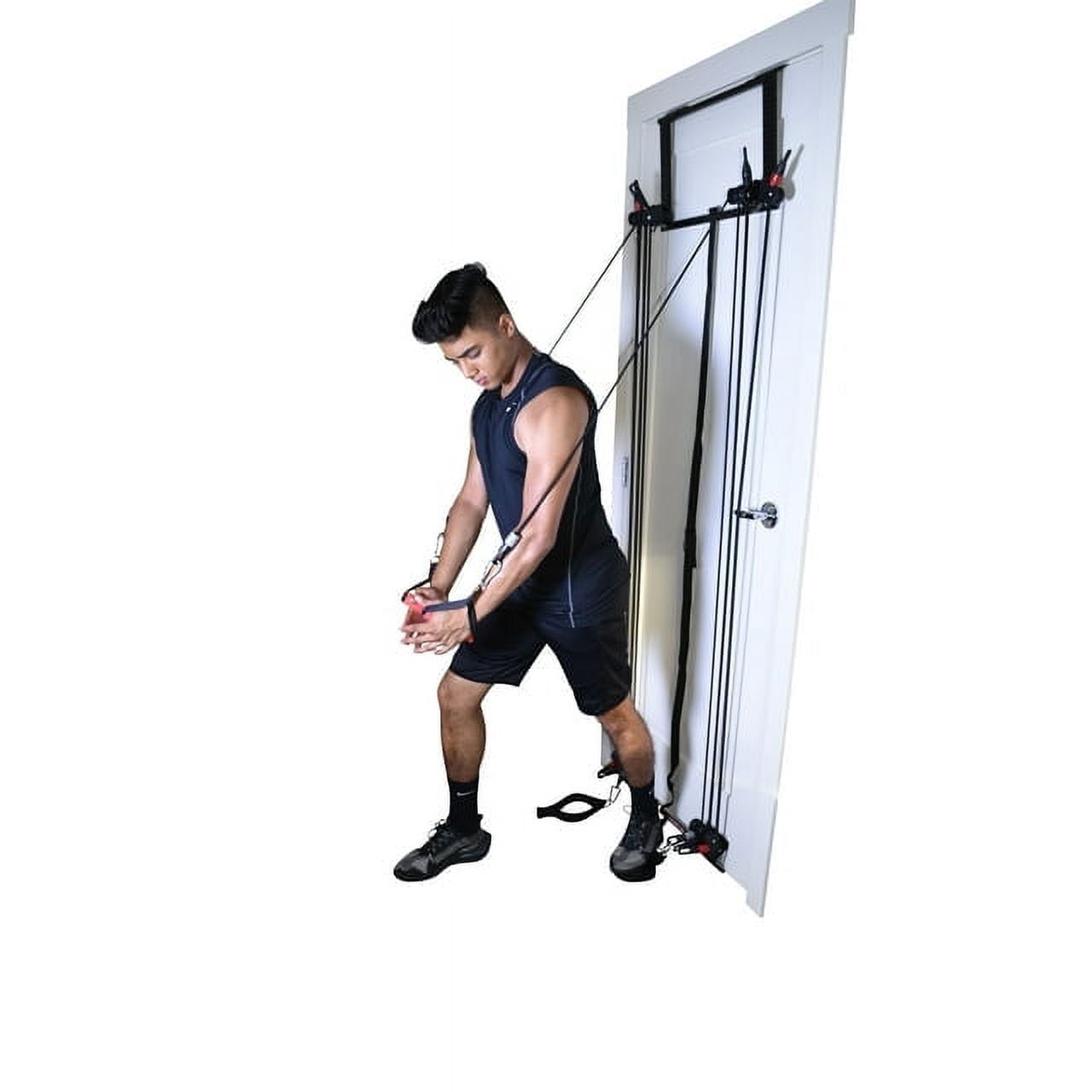 Tower 200 Door Gym Full Body Exercise Fitness System with Straight Resistance Bar, DVD, Chart - Total Home Gym Strength Training