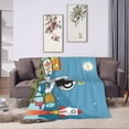 thumbnail image 6 of DouZhe Ultra-Soft Micro Fleece Lightweight Flannel Bed Blanket, Spaceman Rocket Moon Spaceship Print Cozy Warm Throw Blankets, 60"x50", 6 of 7