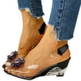 thumbnail image 3 of IUJSOY Womens Sandals Clear Wedges Heels Peep Toe Flower Rhinestone Slingback Sandals Pumps, 3 of 6