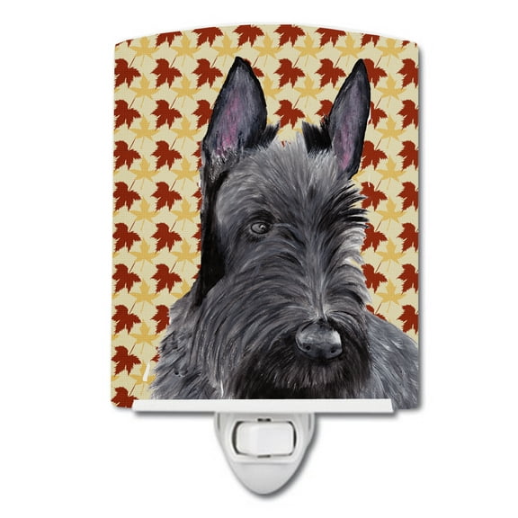 Scottish Terrier Fall Leaves Portrait Ceramic Night Light
