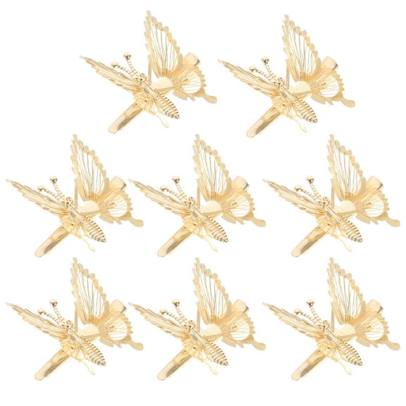 LEORX 8Pcs 3D Butterflies Hairpins Golden Hair Clips Easily Fix Loose Hair and Decorate