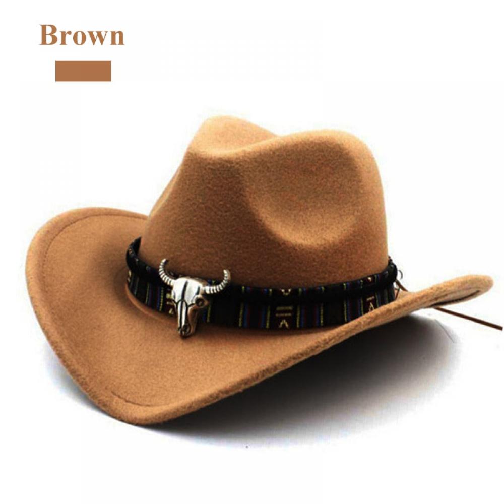 Saient New Ethnic Style Western Cowboy Hat Women's Wool Hat Jazz Hat Western Cowboy Hat - image 5 of 6