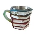 thumbnail image 3 of Taza con forma de libro apilado pintado, taza de café, decoración de mesa, versátil, ligera, novedosa, 9 x 9 x 12 cm, para ratones de biblioteca, 260, 3 of 9