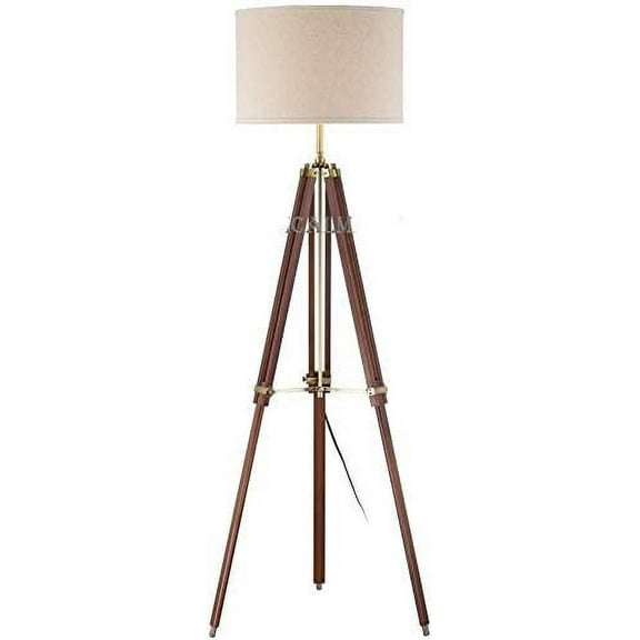 Cherry Finish Wood Surveyor Tripod Floor Lamp by NauticalMart