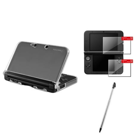 Insten Clear TPU Gel Rubber Soft Skin Case+Retractable Pen Stylus+SPT for Nintendo 3DS XL