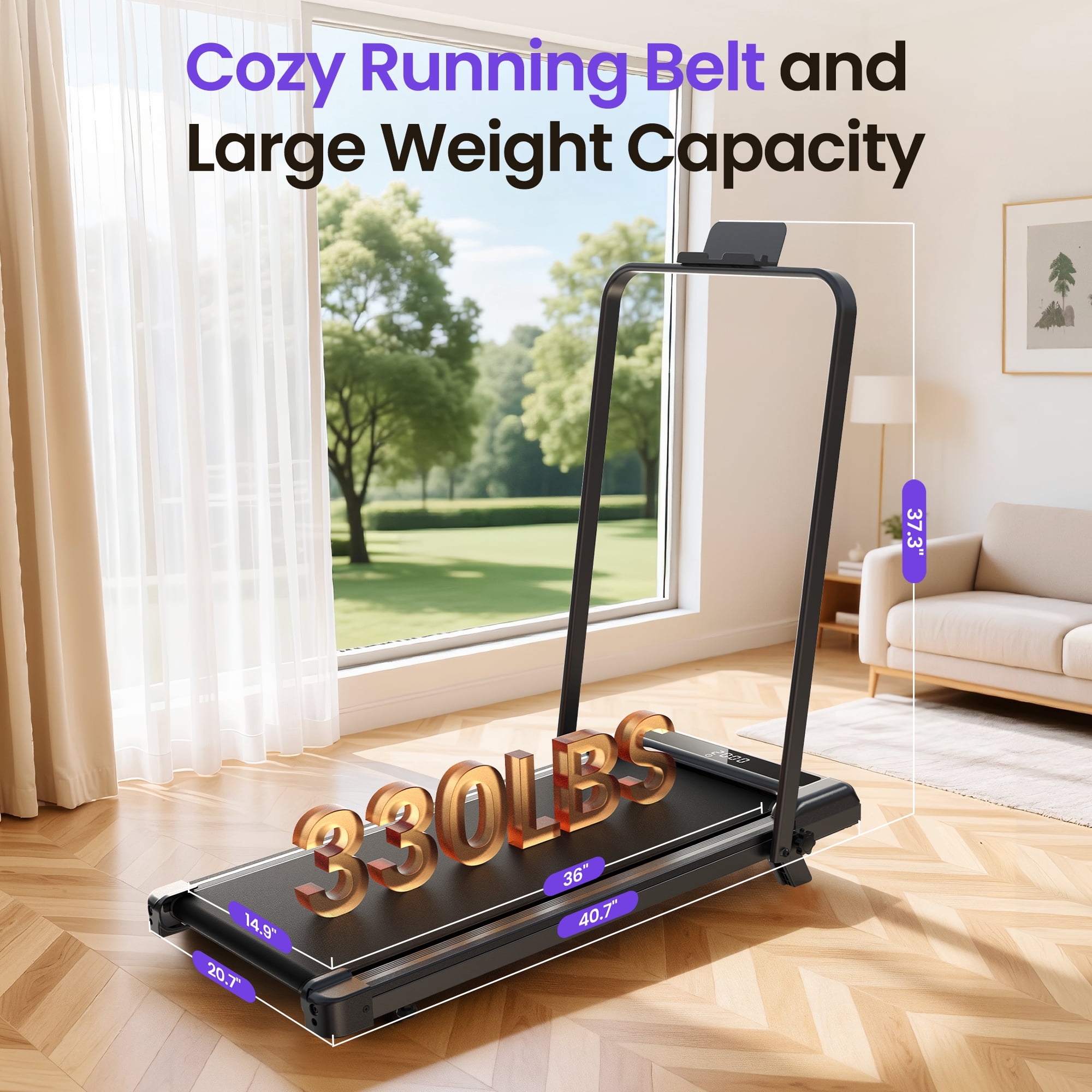 5% Foldable Walking Pad,5 in 1 Under Desk Treadmill with Remote Control and LED Display, 330lb Capacity, Compact & Small Treadmill for Home & Office,Black