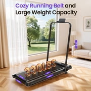 Evitormill Foldable Walking Pad,2 in 1 Under Desk Treadmill with Remote Control and LED Display,320lb Capacity,Compact & Small Treadmill for Home & Office,Black