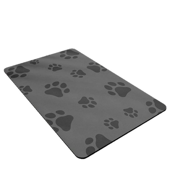 Pet Feeding Mat for Water and Food Bowls, Super Absorbent Quick Drying Silicone Dog Cat Placemat, Anti- Floor Protector for Messy Drinkers, No Stain Water Dispenser Rug, Black, 11.8"x15.7"