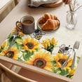 thumbnail image 3 of Sunflower Leaves Placemats Set of 8 Bee Spring Retro Farmhouse Place Mats Indoor Wipeable Table Mats Washable Cloth Dining Table Placemats for Kitchen Holiday Party Home Decor 13x19 Inch, 3 of 9