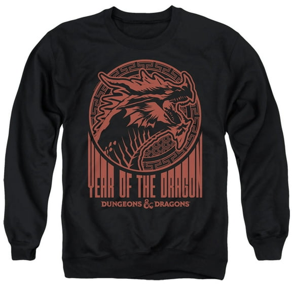 Dungeons and Dragons Year of the Dragon Street Red Unisex Adult Crewneck Sweatshirt (2X-Large) Black