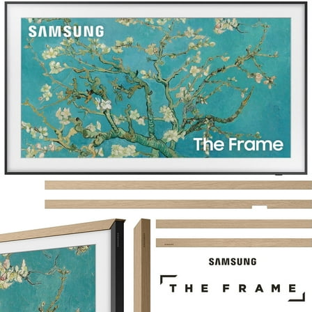 Samsung QN32LS03CB 32 inch The Frame QLED HDR 4K Smart TV Bundle with 32 Inch The Frame Customizable Bezel, Modern Teak (2023 Model)