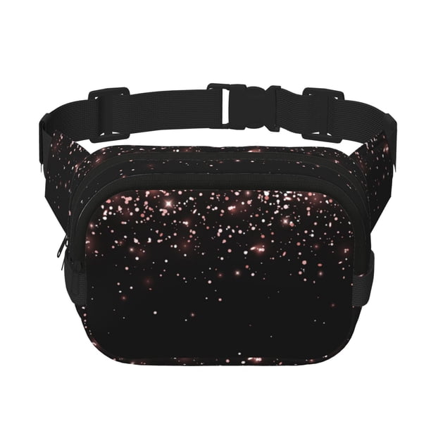 Disketp Rose Gold Glitter1 Riñonera de Doble Capa, Bolsa de Cintura Ajustable para Viajes, Correr y Senderismo, Riñonera Ligera para Hombre y Mujer