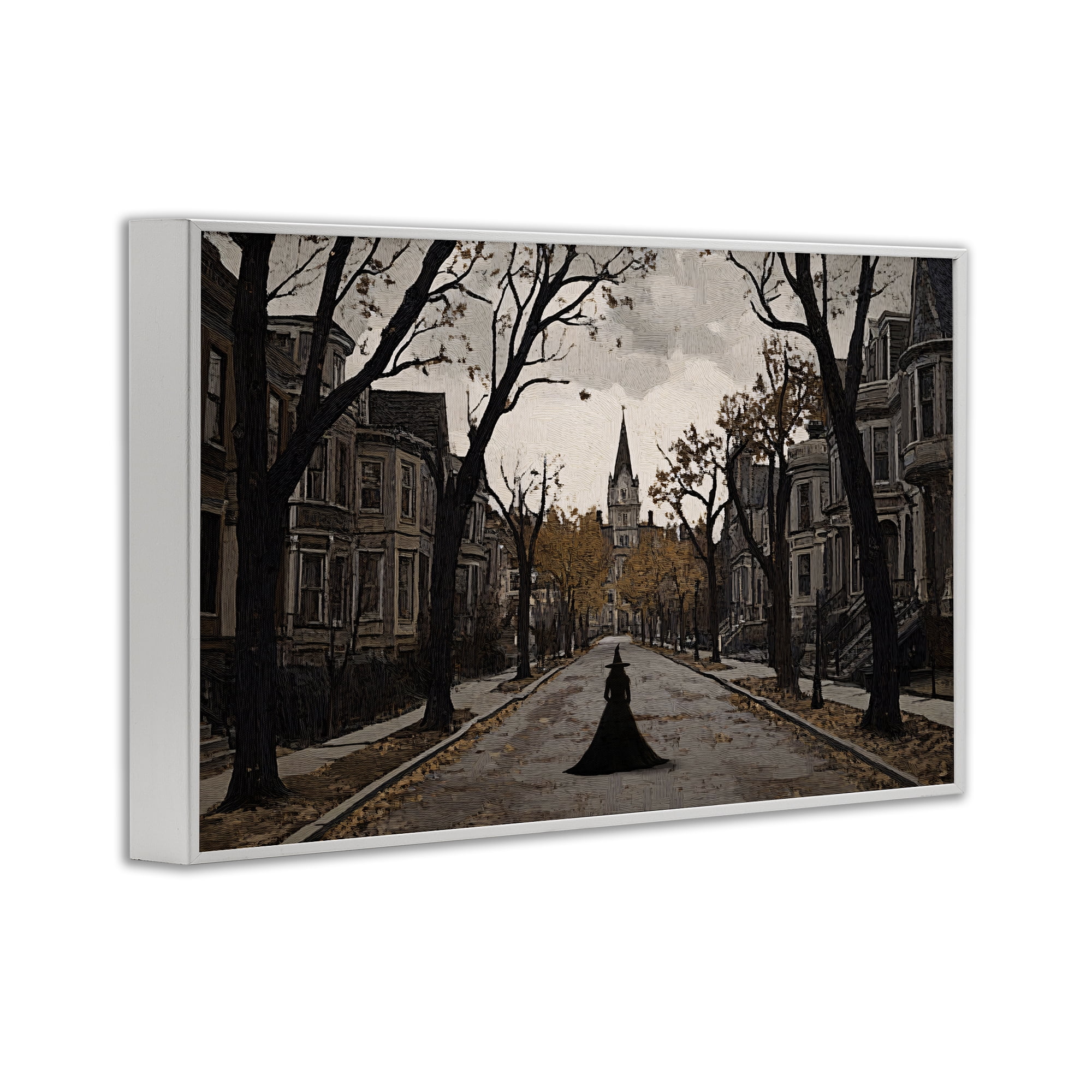 Stupell Industries Witch Strolling Town Streets White Framed Giclee Art, design by Jacky Ngan