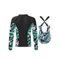 thumbnail image 2 of TiaoBug Kids Girls Printed Swimwear Long Sleeve Rash Guard Swim Top with One Piece Swimsuit Set Black 16, 2 of 7