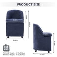 thumbnail image 2 of Set of 2 Modern Chenille Fabric Upholstered Dining Chairs with Universal Wheels, Blue, 2 of 26