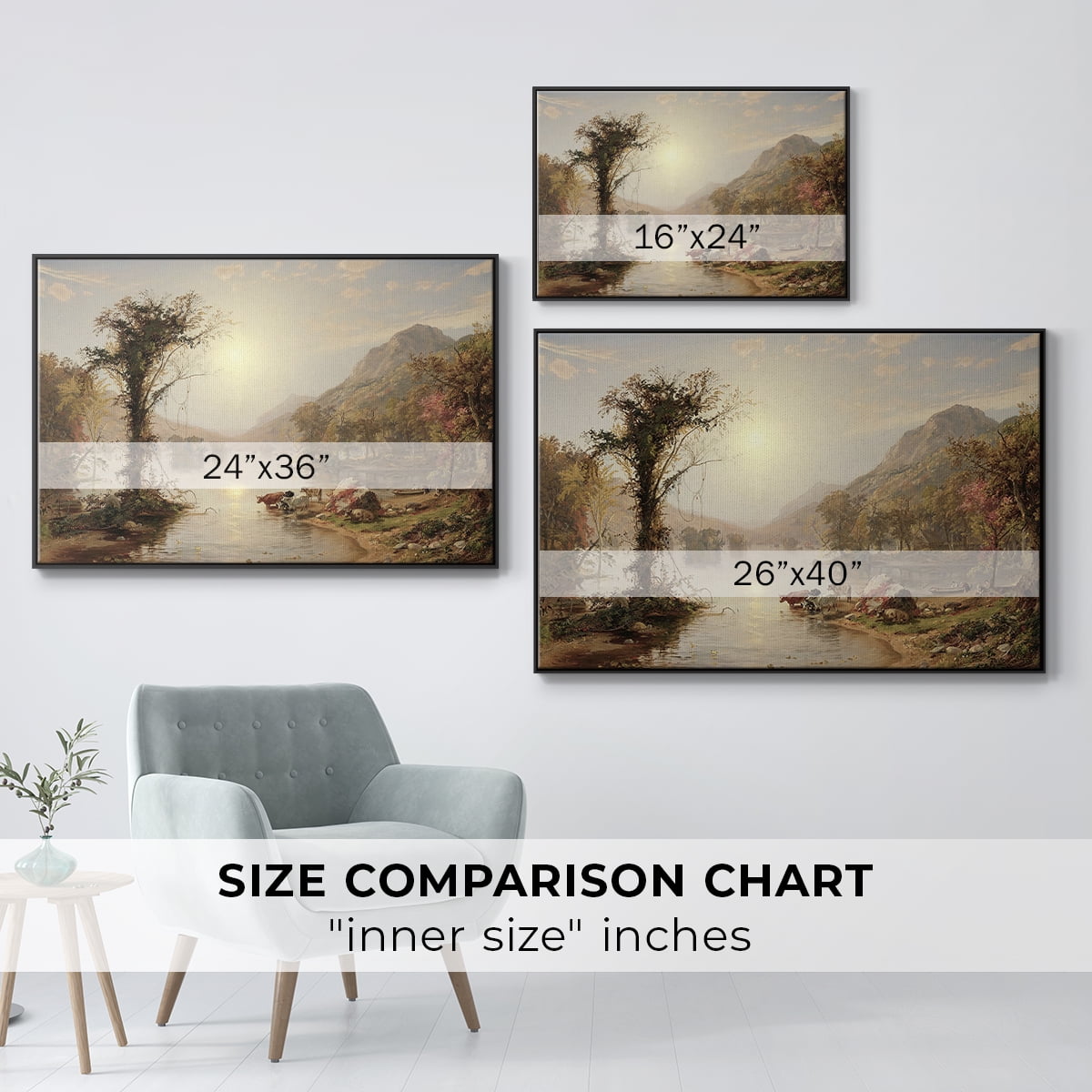 Vintage Landscape-XXII By Wexford Home Framed in Black Wood Gallery Wrapped Canvas 25 in. x 37 in.