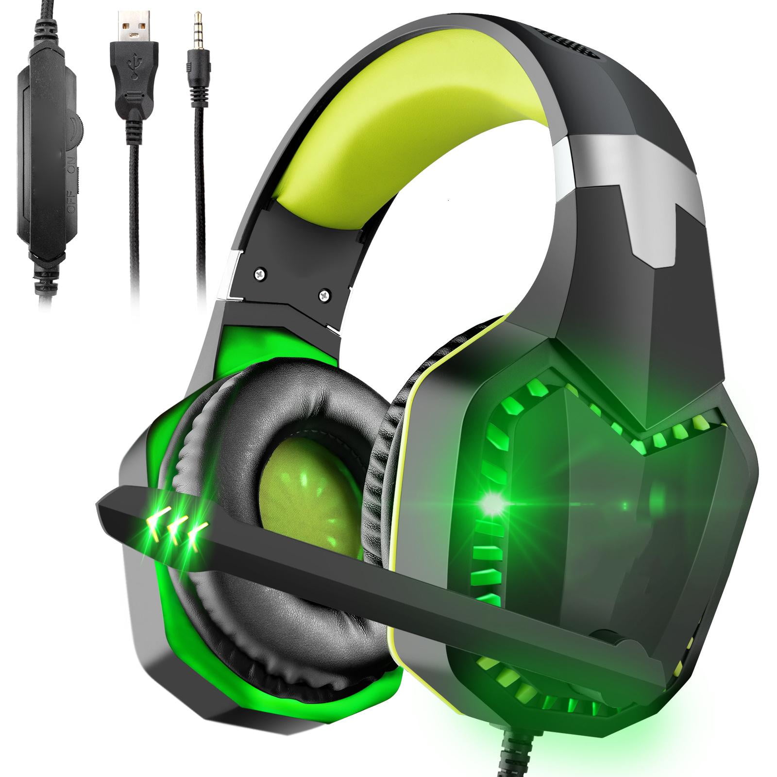3.5mm Wired Gaming Headphone Good Sound Quality Over-Ear Headset with Microphone Soft Memory Earmuffs