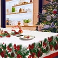 thumbnail image 5 of Christmas Tablecloth140*200cm , Large Holiday Table Cover with Holly Berry & Flower Pattern, Waterproof Indoor Outdoor Dining Table Decor, Perfect for Christmas Banquet, 5 of 5