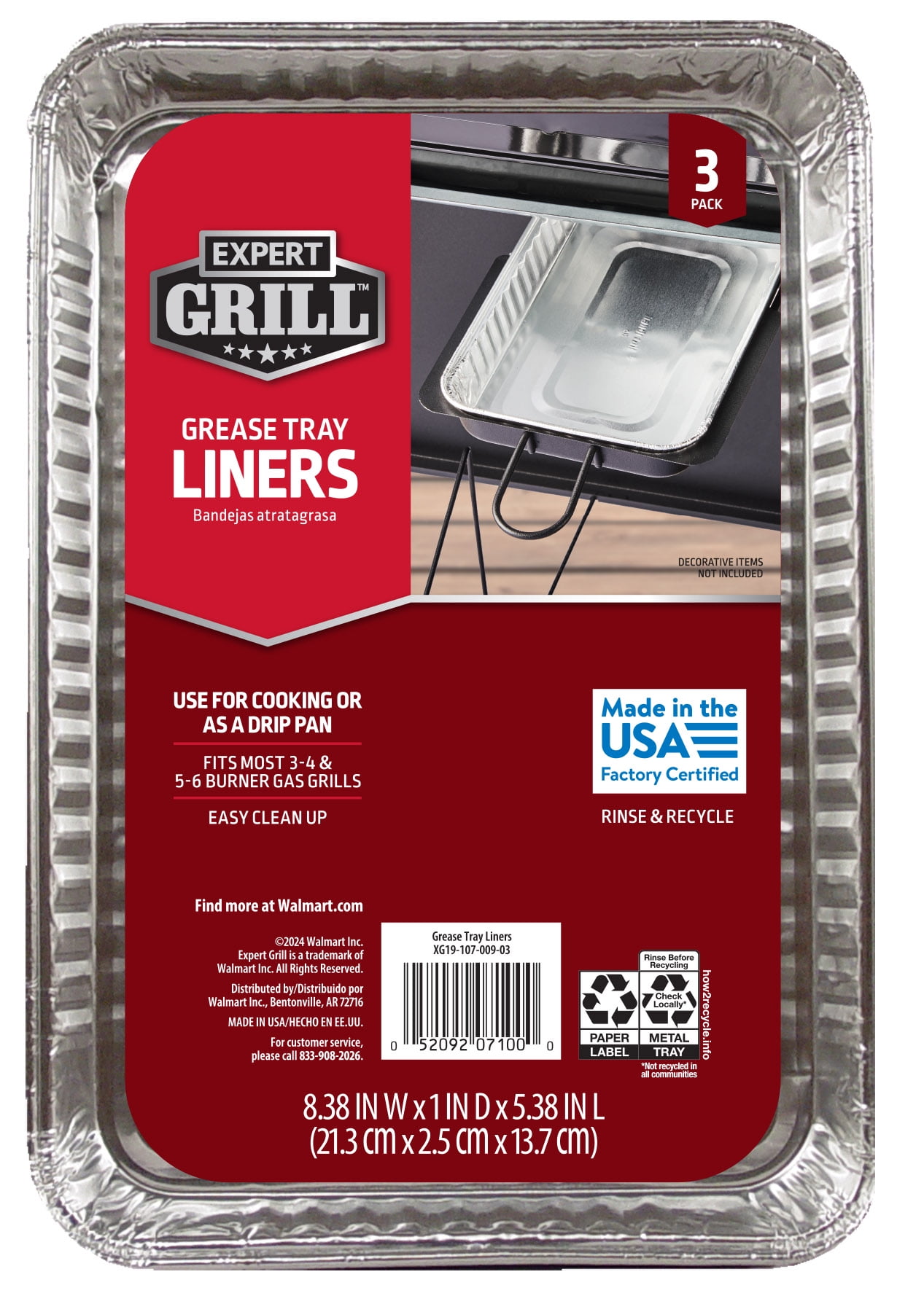 Expert Grill Aluminum Grease Liner Pan (3 Pack)