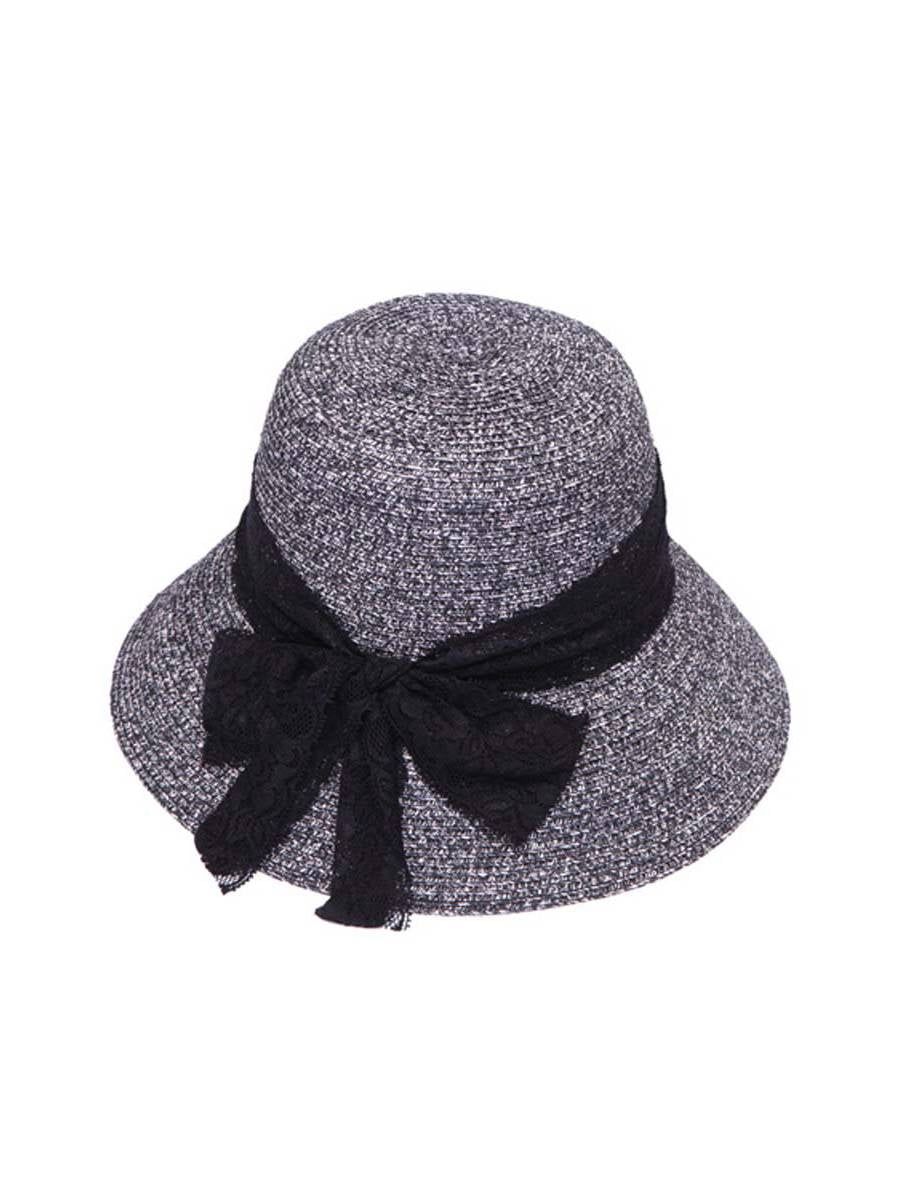 Chic Headwear Womens Striped Straw Bucket Hat w/ Ribbon Band