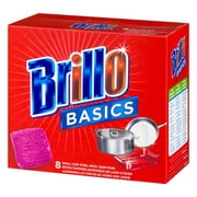Brillo Basics Steel Wool Scrub Pads, Original Grease-Fighting Soap - Unscented, 8 Count