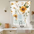 thumbnail image 3 of Sunflower Tie Up Curtain 63 Inches Long, Spring Flowers Watercolor Farm Balloon Style Kitchen Window Curtain Over Sink, Small Window Rod Pocket Curtain 52"x63", 3 of 9