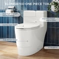 thumbnail image 3 of TVOFEK 17" ADA Elongated One Piece Toilet, 1.1/1.60 GPF Dual-Flush Bathroom Toilets Floor Mounted with Soft Close Seat, Water-Saving Standard Toilet, 3 of 10