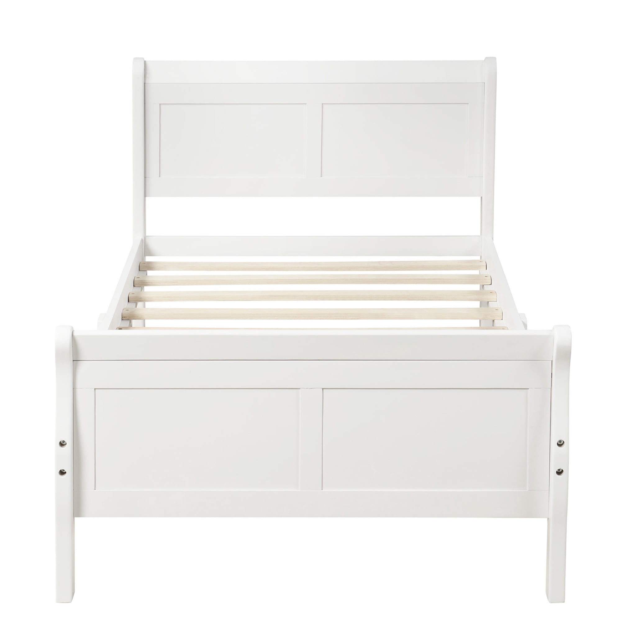 Leumius Wood Platform Bed Twin Bed Frame with Headboard and Footboard,Wood Slat Support for Bedroom Guest Room White