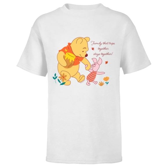 Disney Winnie the Pooh & Piglet Family Trip Vacation 2025 - Short Sleeve T-Shirt for Kids - Customized-White