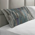 thumbnail image 2 of Rustic Quilted Pillowcover, Blue Grey Grunge Wood Planks Barn House Door Nails Country Life Theme Art, Standard King Size Accent Pillow Cover for Bedroom, 36" x 20", Umber Pale Teal Plum, by Ambesonne, 2 of 2