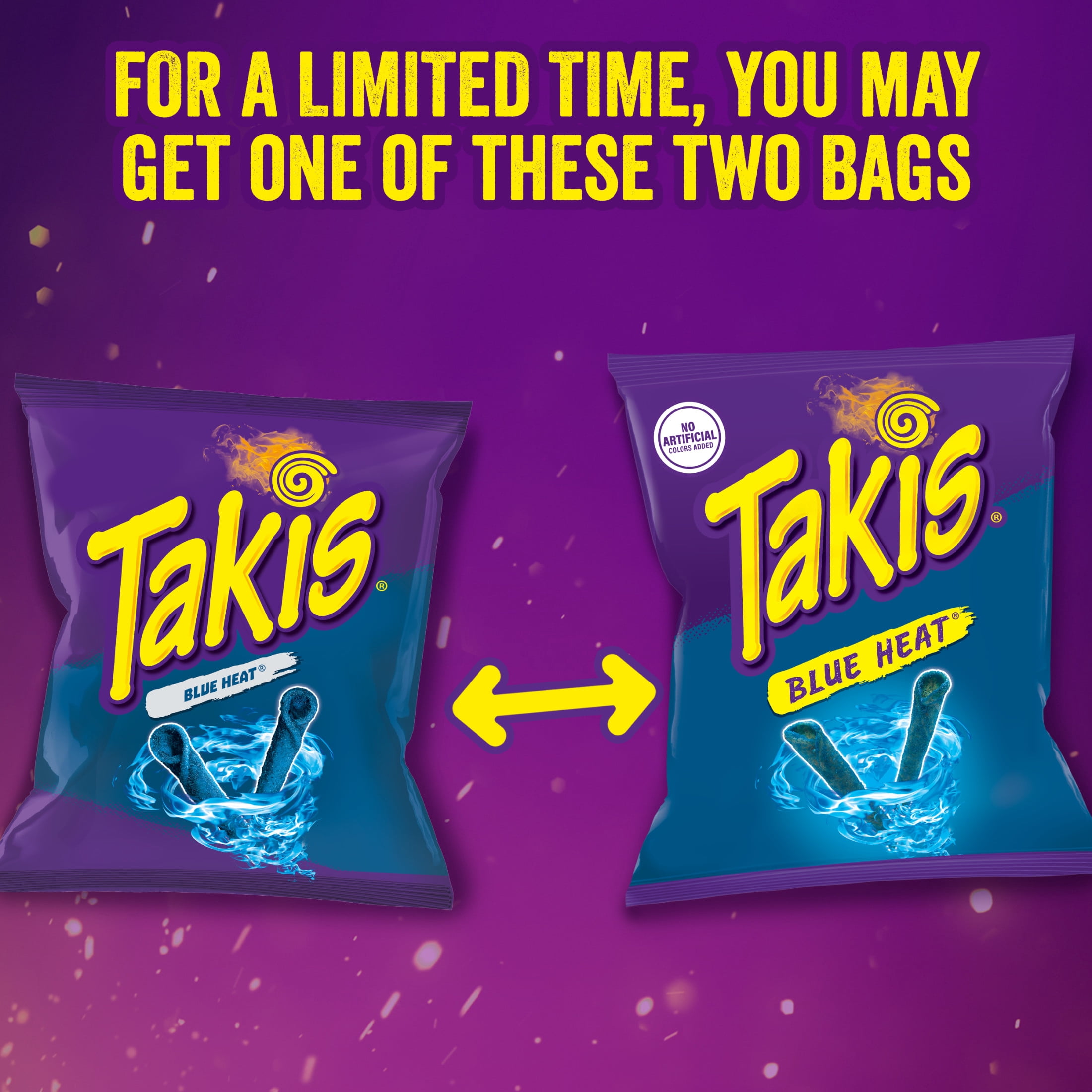 Takis Blue Heat 3.25 oz Snack Size Bag, Hot Chili Pepper Rolled Tortilla Chips