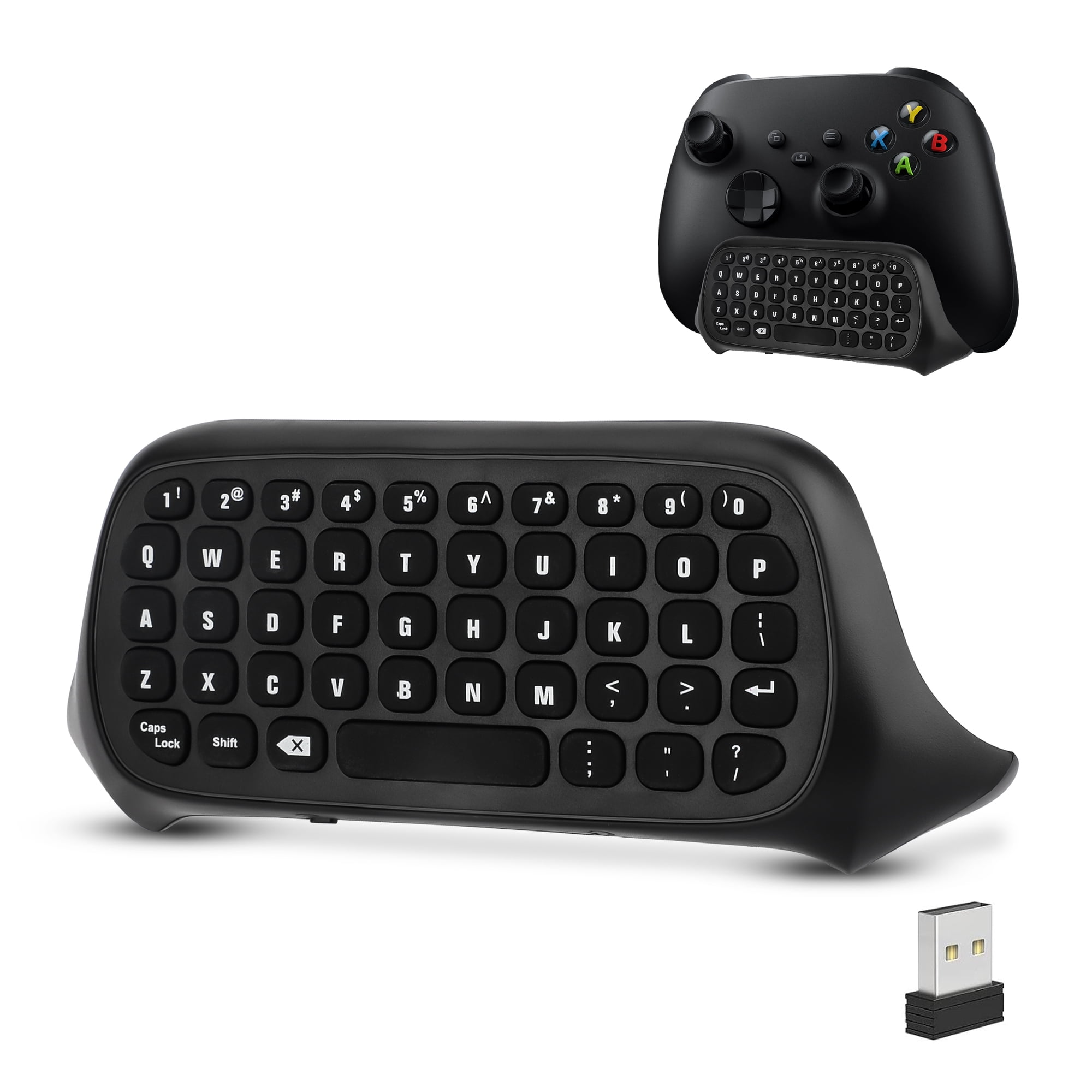 Wireless Game Controller Keyboards Fit for Xbox Series S/X, Xbox One/S, TSV 2.4G Mini QWERTY Keyboard Gaming Message Chatpad with USB Receiver, 3.5mm Audio Jack