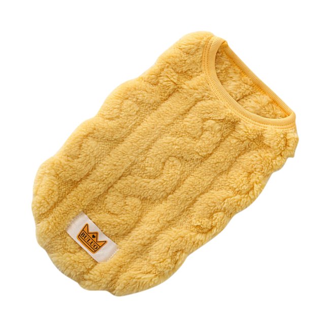 Chaleco de suéter para perros Ropa de abrigo de dibujos animados de vellón de doble cara para el hogar (Amarillo M) Likrtyny Para estrenar
