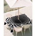 thumbnail image 3 of 54x80 Inch Outdoor Tablecloth with Umbrella Hole Zipper Rectangle 3D Optical Illusion Rectangular Tablecloths Outside Waterproof Black White Checkered Plaid Visual Trap Patio Table Cover for Picnic, 3 of 8
