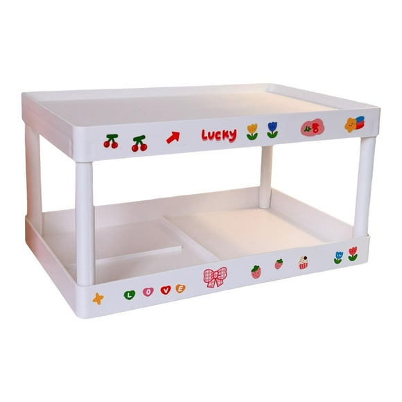 Desk Makeup Organizer Shelf Desktop Cosmetics Storage Double Layer Detachable Perfume Stand Storage Organizer Display for Desk