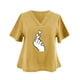 thumbnail image 4 of Tops estampados de manga corta de ocio con cuello en V de verano a la moda para mujer Fridja  zx3532, 4 of 4