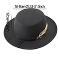 thumbnail image 3 of Classic Round Flat Top Hat for Men and Women, Solid Color Wool Felt Dress Hat, Wide Brim Formal Hat for Wedding, Church, Tea Party, and Special Events - Wine, 3 of 4