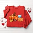 thumbnail image 4 of ZunFeo Womens Cozy Fall Oversized Crewneck Sweatshirt - Pumpkin & Football Graphic, Red,Size L, 4 of 6