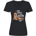 thumbnail image 3 of Inktastic I Just Really Like Sea Lions Ok Women's V-Neck T-Shirt, 3 of 5