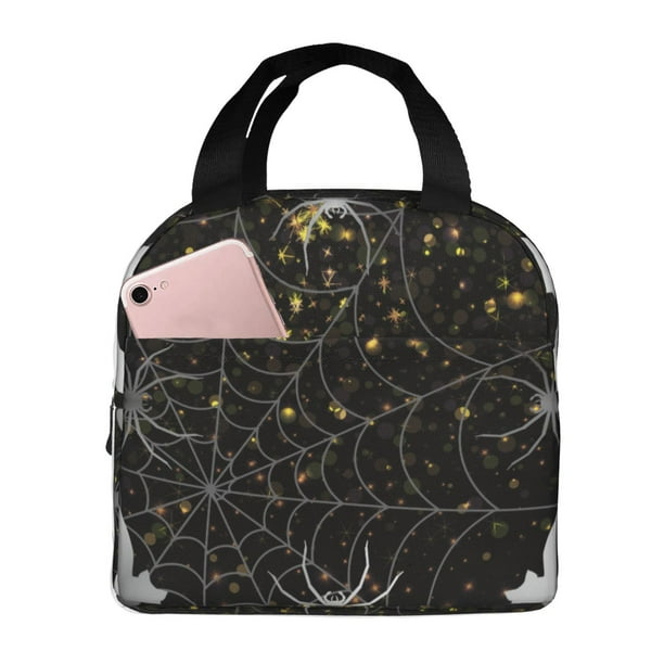Easygdp Spiderweb Bats And A Spider Bolsa Térmica Premium - Tela Oxford Impermeable, Gran Capacidad, Bolsillo Frontal, Unisex para Trabajo, Escuela, Actividades al Aire Libre y Picnics