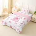 thumbnail image 2 of Castle Fairy Pink Bow Letter E Twin Comforter Sets 3-Piece for Girls,Dreamy Princess Bedding Set,Pink Reversible, 2 of 6