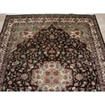 thumbnail image 3 of AHMEDANI Floral Medallion Chocolate Brown Rectangle Area Rug Wool Silk Hand Knotted Carpet (8.11 x 6.1)', 3 of 7
