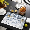 thumbnail image 3 of Blue Leaves Placemats Set of 6, Summer Botanical Placemats for Dining Table, Place Mats for Kitchen Tabletop, Waterproof Wipeable Dining Table Mats Set, 3 of 9