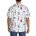 thumbnail image 5 of KLL Nautical Lighthouse Sailboat Print Men's Shirt Short Sleeve Button Down Summer Cuba Beach Shirts- Small, 5 of 7